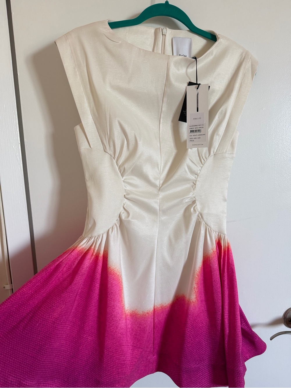 Acler Emery White & Pink Ombre Fit-and-Flare Dress - Picture 4 of 4
